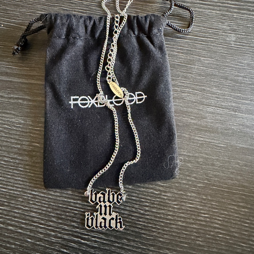 Limited edition Foxblood "babe in black" Silver Necklace